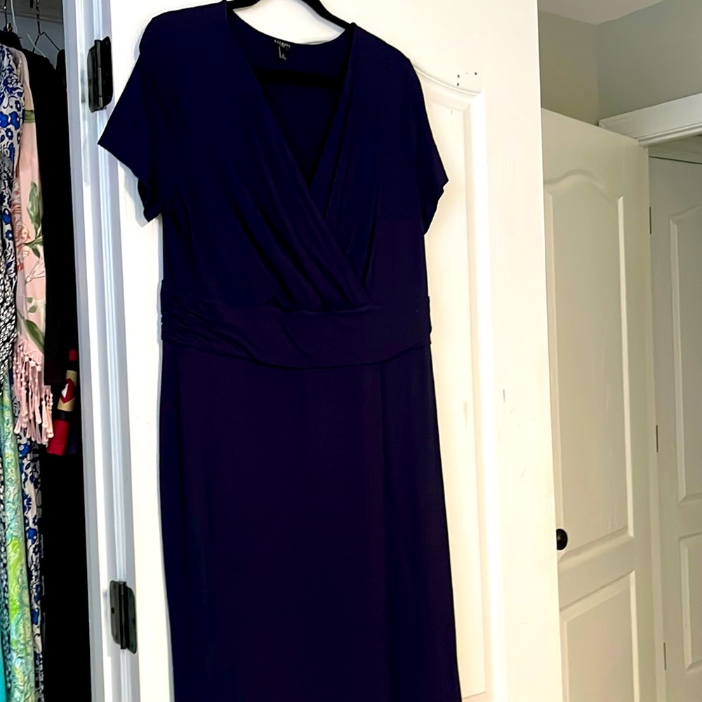 Short sleeve Navy Classic dress.  Great for work, church or evening cocktail